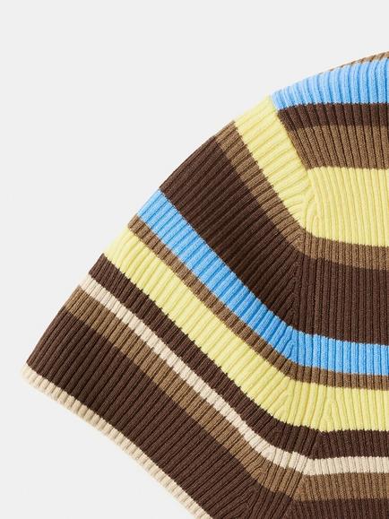 Mango Ribbed Zip Neck Polo Knit Top, Pastel Yellow - view 2, Pastel Yellow