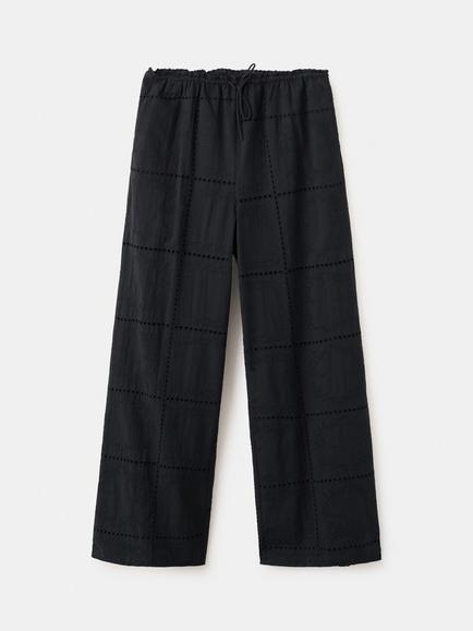 Mango Embroidered Cutwork Trousers, Black, Black