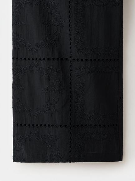 Mango Embroidered Cutwork Trousers, Black - view 2, Black