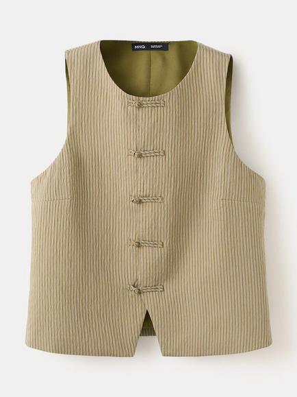 Mango Knot Front Waistcoat, Green, Green