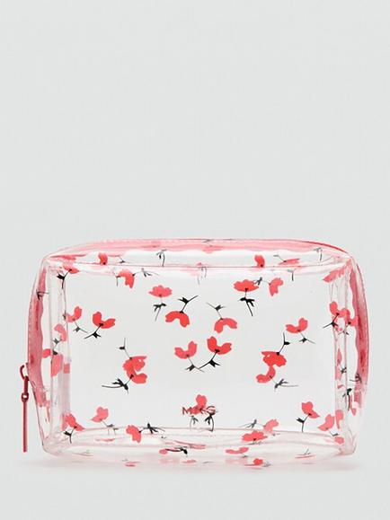 Mango Compact Floral Wash Bag, Red, Red