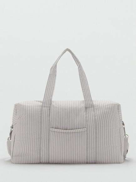 Mango Stripe Quilted Duffle Bag, Off White, Off White