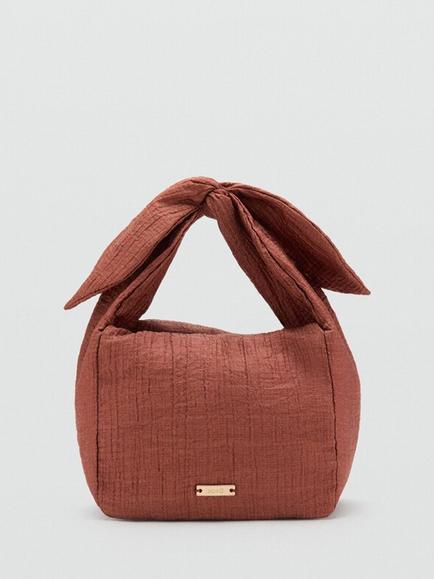 Mango Knotted Padded Chain Strap Cross Body Grab Bag, Terracotta, Terracotta
