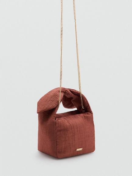 Mango Knotted Padded Chain Strap Cross Body Grab Bag, Terracotta - view 2, Terracotta