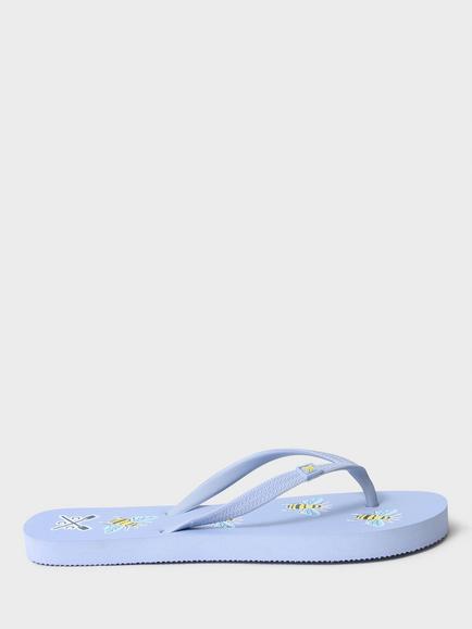 Crew Clothing Bee Print Flip Flops, Mid Blue, Mid Blue