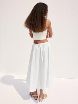 Mango Mid Rise A-Line Cotton Skirt, White - view 2, White