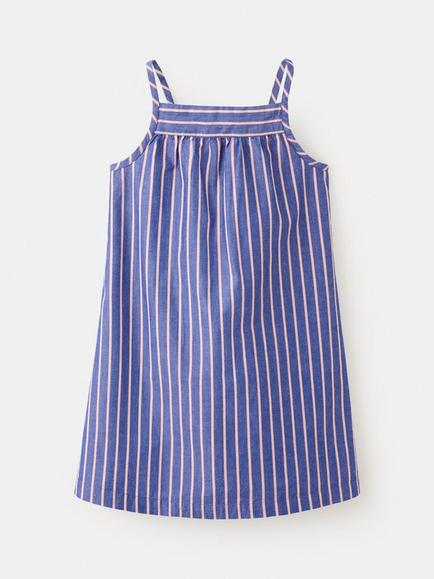 Mango Baby Cotton Striped Dress, Blue, Blue