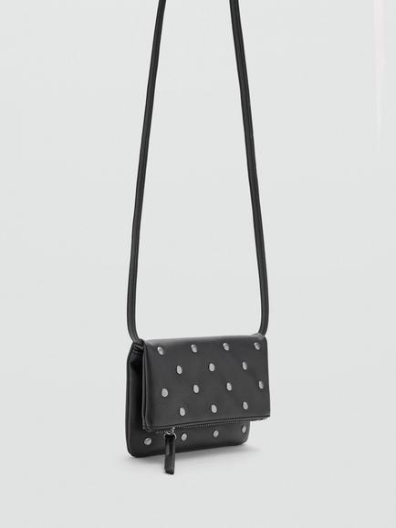 Mango Kids' Studded Crossbody Bag, Black - view 2, Black