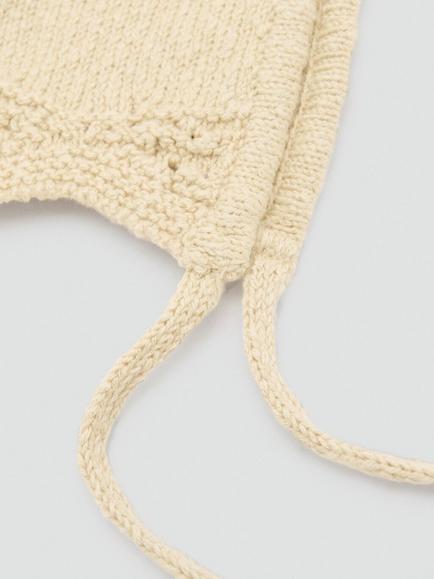 Mango Kids' Knitted Bonnet, Mustard - view 2, Mustard