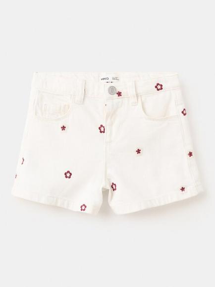 Mango Baby Embroidered Denim Shorts, Raw, Raw