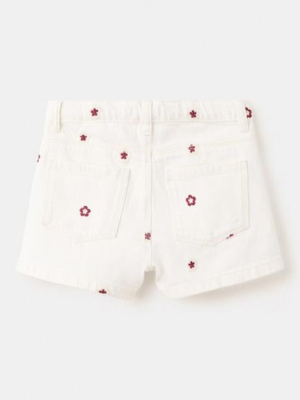 Mango Baby Embroidered Denim Shorts, Raw - view 2, Raw