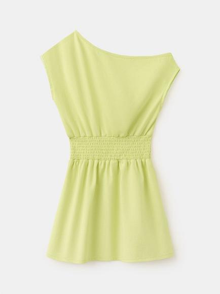 Mango Kids' Asymmetric Dress, Lime, Lime