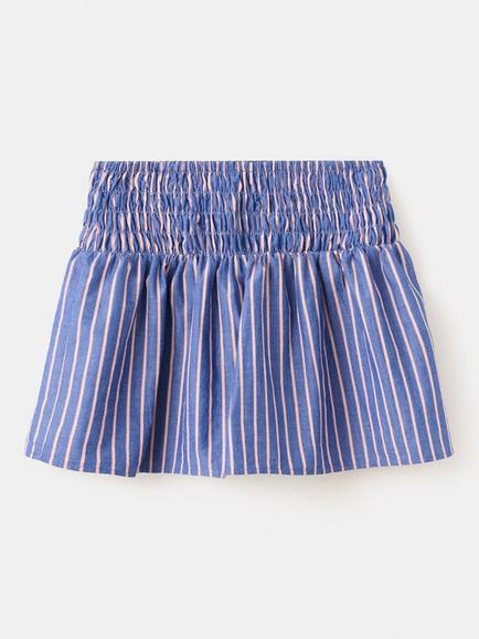 Mango Kids' Smocked Striped Pull-On Skirt, Blue, Blue