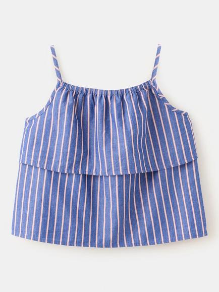 Mango Kids' Double Layer Striped Cami, Blue, Blue