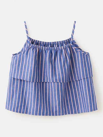 Mango Kids' Double Layer Striped Cami, Blue - view 2, Blue