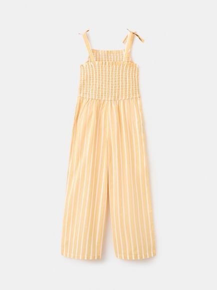 Mango Kids' Wide Leg Striped Jumpsuit, Yellow - view 2, Yellow