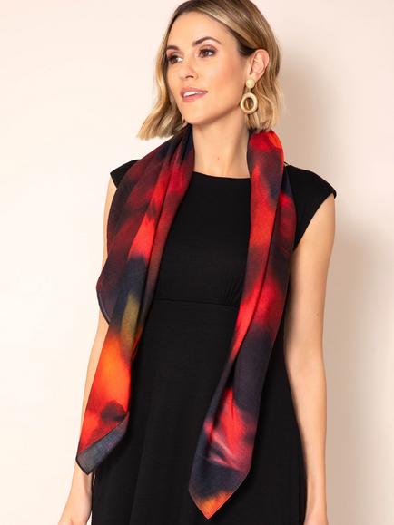 Alie Street Minerva Wool Rich Scarf, Midnight Ember - view 2, Midnight Ember