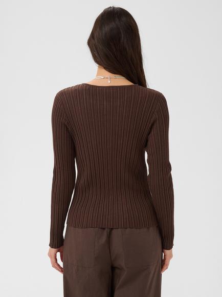 Saint Tropez Sigridasz Fitted Long Sleeve Cardigan containing LENZING™ ECOVERO™ Viscose - view 2, Chocolate Brown