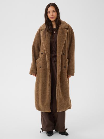 Saint Tropez Sandie Double Breasted Teddy Coat, Toasted Coconut, Toasted Coconut