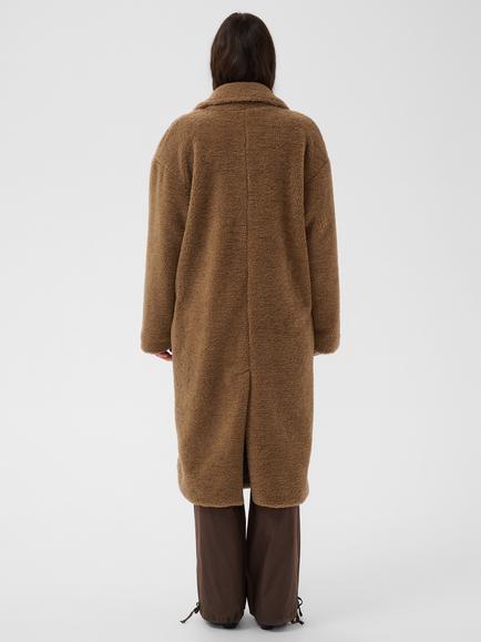 Saint Tropez Sandie Double Breasted Teddy Coat, Toasted Coconut - view 2, Toasted Coconut