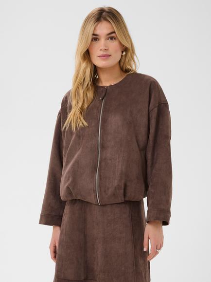 Saint Tropez Shadow Textured Zip Jacket, Chocolate Brown, Chocolate Brown