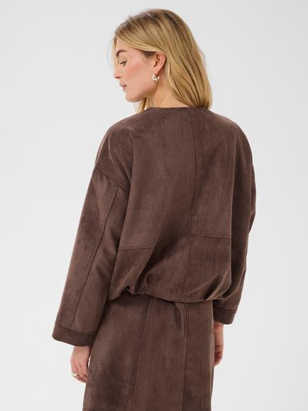 Saint Tropez Shadow Textured Zip Jacket, Chocolate Brown - view 2, Chocolate Brown