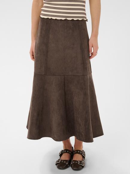 Saint Tropez Shadowsz Flared Midi Skirt, Chocolate Brown, Chocolate Brown