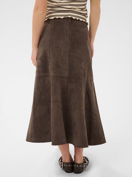 Saint Tropez Shadowsz Flared Midi Skirt, Chocolate Brown - view 2, Chocolate Brown