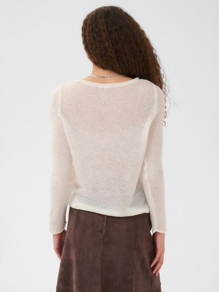 Saint Tropez Sabbarasz Long Sleeve Knit Top, White - view 2, White