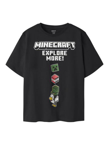 NAME IT Kids' Short Sleeve Minecraft Graphic T-Shirt, Black, Black