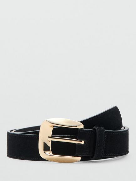 Mango Leather Waist Belt, Black