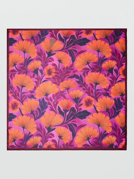 Mango Floral Square Scarf, Plum, Plum