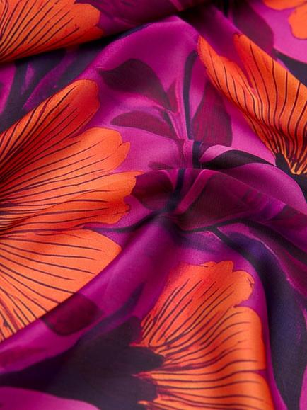 Mango Floral Square Scarf, Plum - view 2, Plum