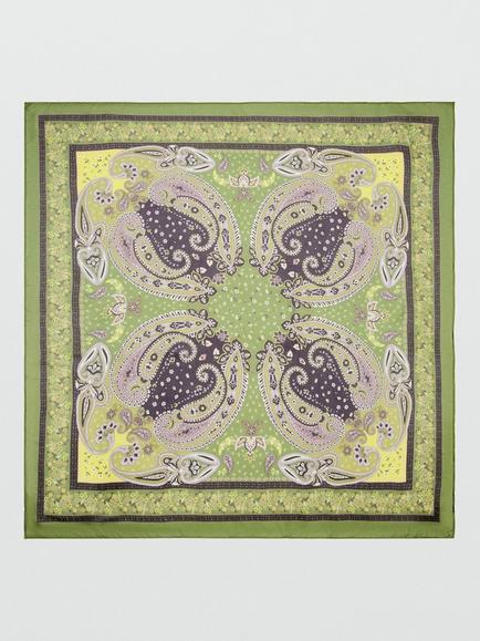 Mango Paisley Scarf, Green, Green