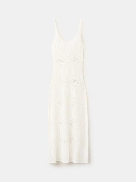 Mango Crochet Scoop Neck Maxi Slip Dress, White, White