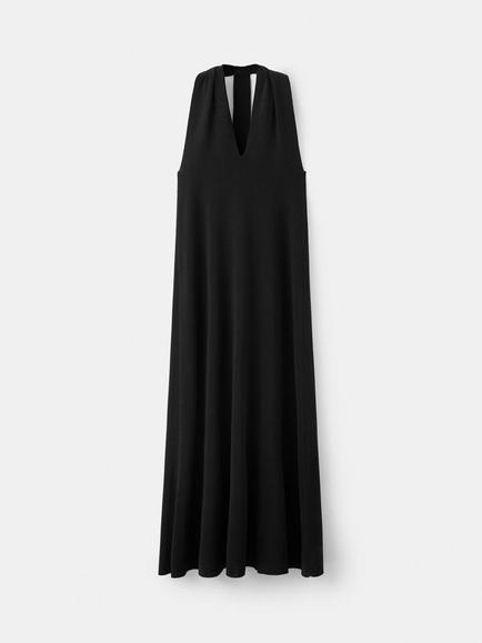 Mango Halterneck Draped Maxi Dress, Black, Black