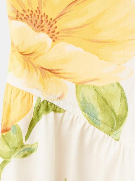 Mango Floral A-Line Midi Dress, Yellow - view 2, Yellow
