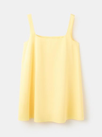 Mango Square Neck A-Line Mini Dress, Pastel Yellow
