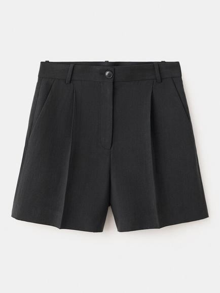 Mango High-Rise Tailored Shorts, Black, Black