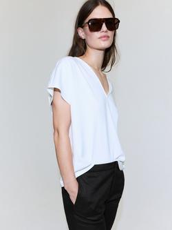 Mango V-Neck Draped T-Shirt, White, White