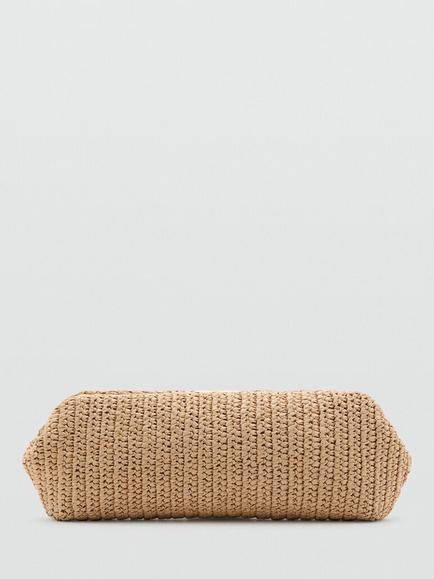 Mango Woven Beaded Strap Clutch Bag, Beige, Beige