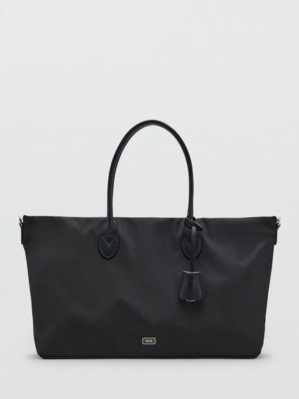 Mango Structured Twin Handle Tote Bag, Black, Black