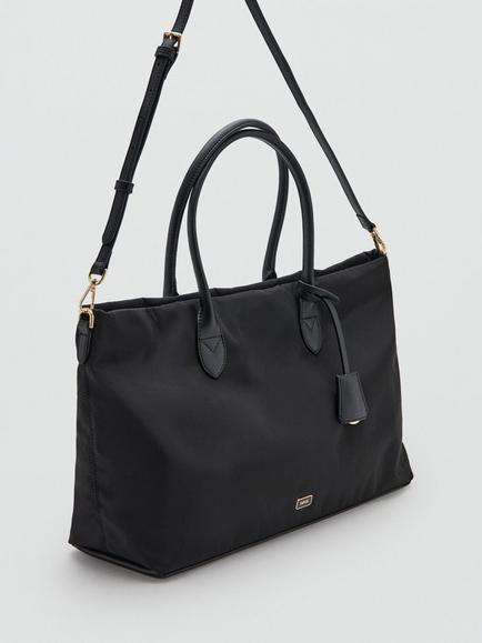 Mango Structured Twin Handle Tote Bag, Black - view 2, Black