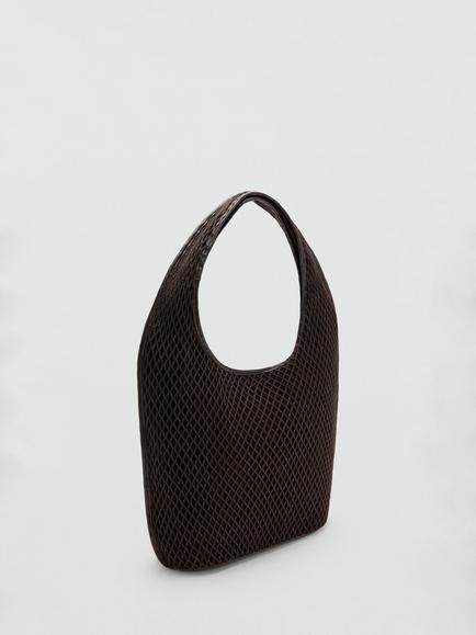 Mango Mesh Shoulder Bag, Chocolate - view 2, Chocolate