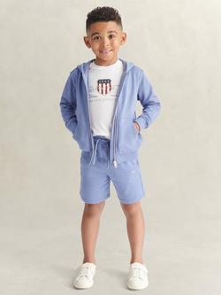 GANT Kids' Shield Full Zip Hoodie, T-Shirt and Short Set, Faded Denim, Faded Denim