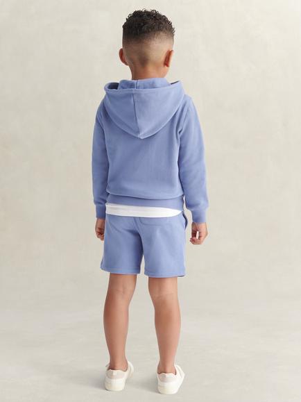 GANT Kids' Shield Full Zip Hoodie, T-Shirt and Short Set, Faded Denim - view 2, Faded Denim