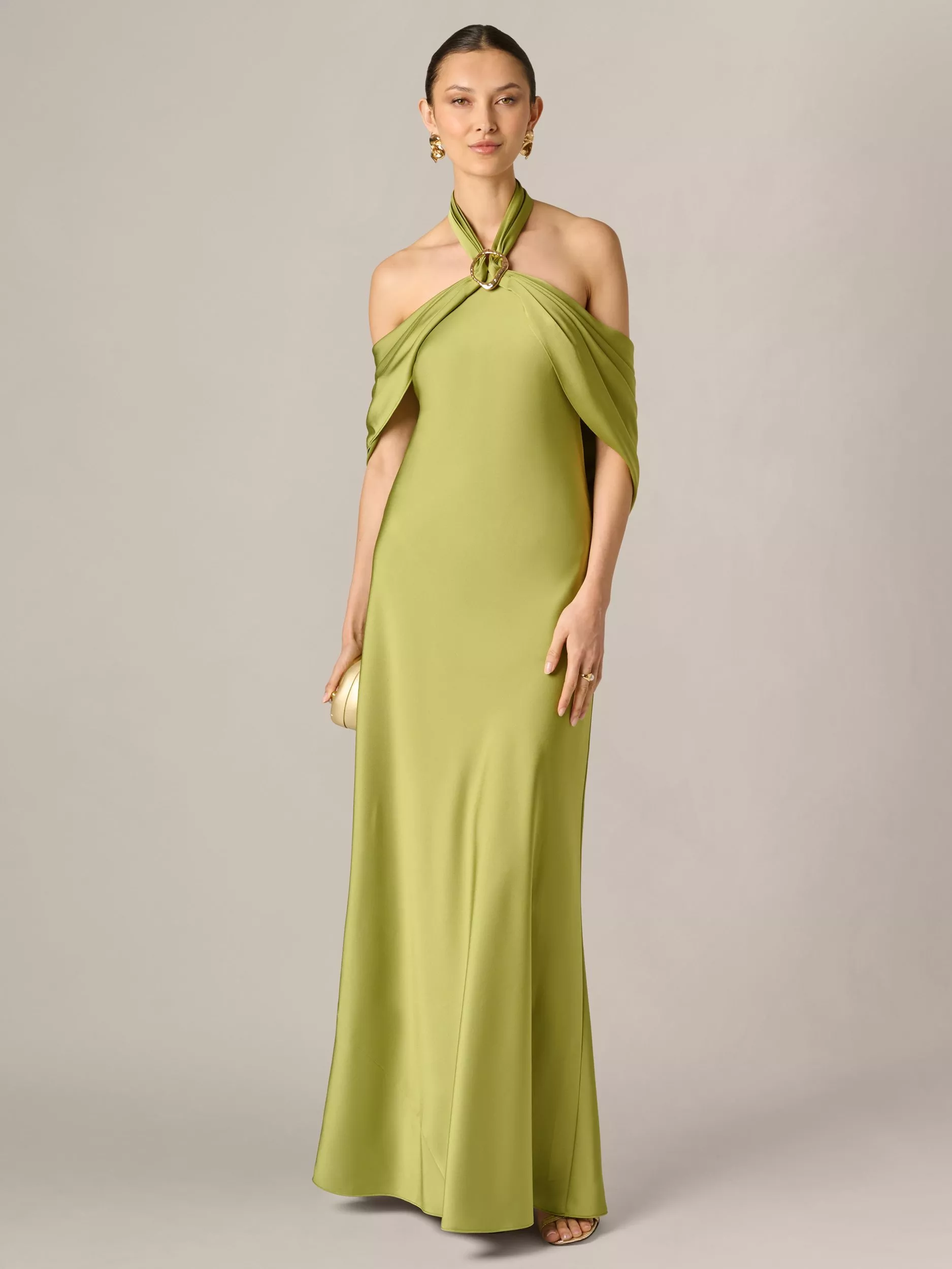 woman wearing a purple occasion dress