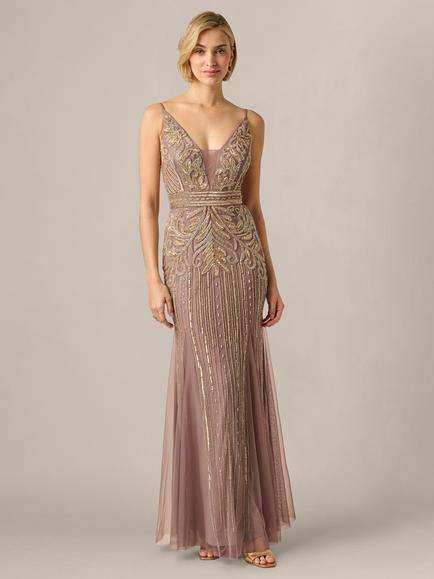 Adrianna Papell Beaded Maxi Dress, Stone, Stone