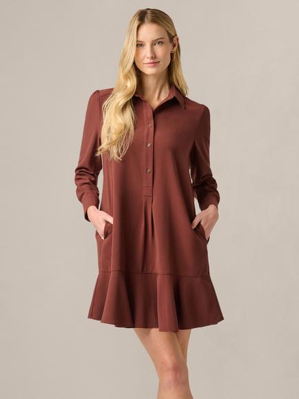 Adrianna Papell Hailey Pull Over Shirt Dress, Chocolate - view 2, Chocolate