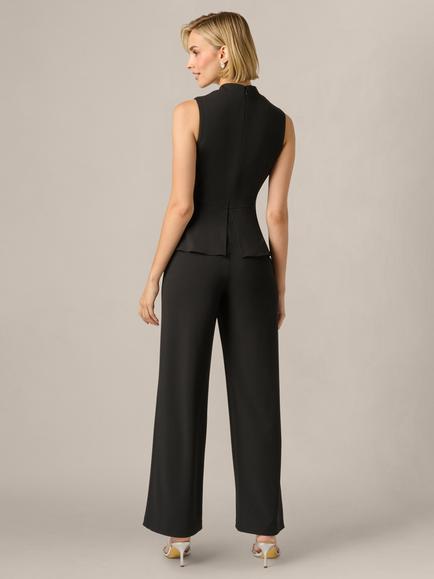 Adrianna Papell Crepe Peplum Jumpsuit, Black - view 2, Black
